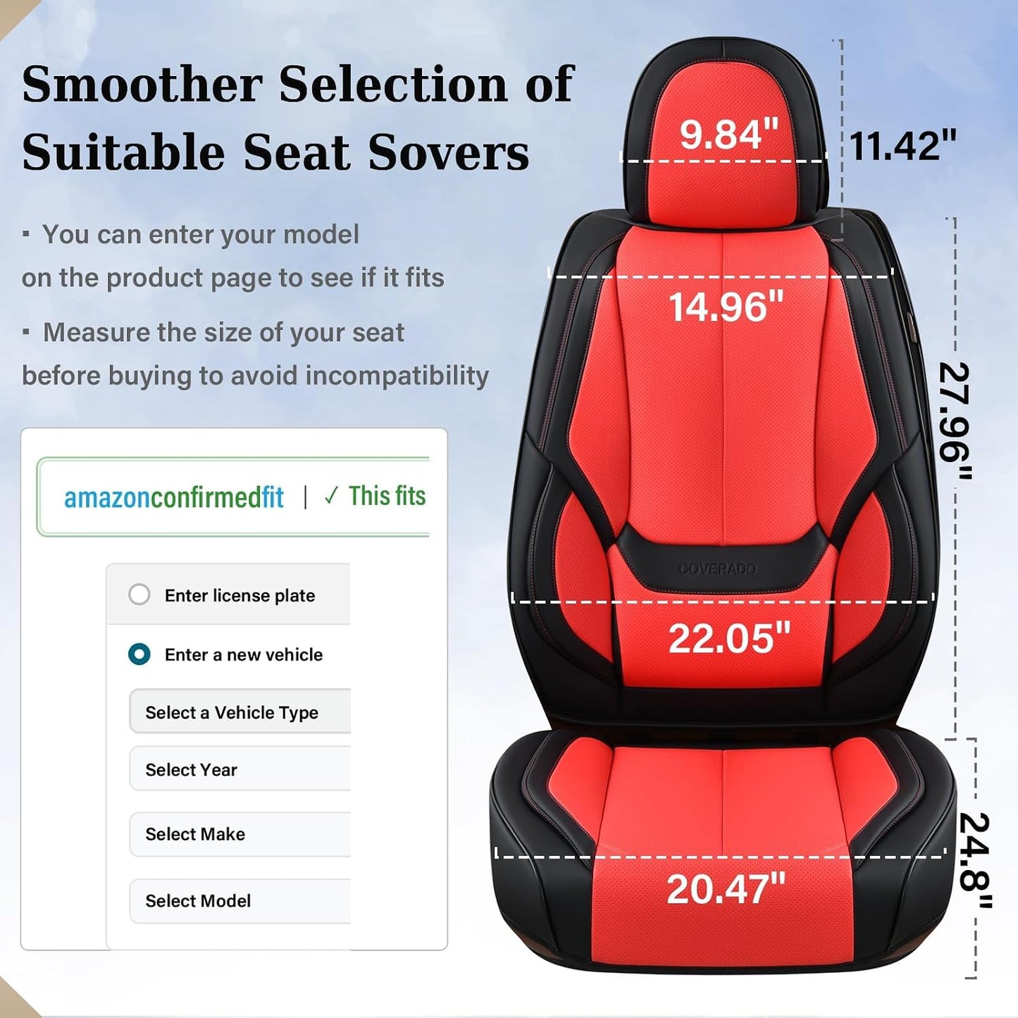 Coverado Seat Covers Full Set, Black Seat Covers for Cars 5 Seats, Car Seat Protector, Waterproof Nappa Leather Car Seat Cushion, Front and Rear Car Seat Cover Fit for Most Sedans SUV Pick-up Truck - Colors B