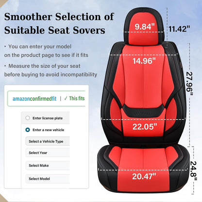 Coverado Seat Covers Full Set, Black Seat Covers for Cars 5 Seats, Car Seat Protector, Waterproof Nappa Leather Car Seat Cushion, Front and Rear Car Seat Cover Fit for Most Sedans SUV Pick-up Truck - Colors B