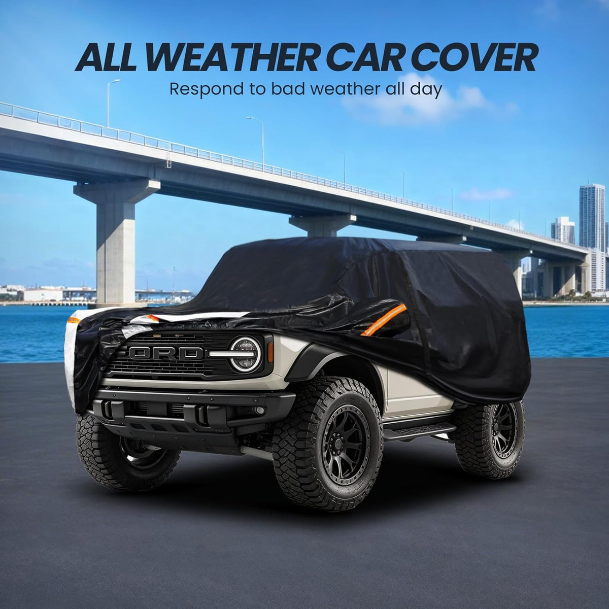 Large SUV Car Cover for Chevy Suburban 100% Waterproof All Weather, Heavy Duty Outdoor Full Exterior Covers Rain Sun Wind UV Protection. - Colors A