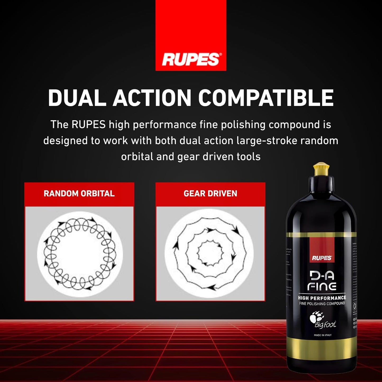 RUPES 9.DAFINE250 Pack of 1 250 ml Yellow D-A Fine High Performance Polishing Compound for Car Detailing & Removing Scratches| Removes Fine Defects | Micro-Abrasive Technology | Removes Swirl Marks