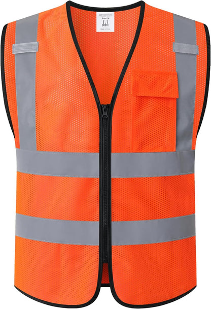 Hi Vis Reflective Safety Vest for Men Women with Chest Pocket Mesh High Visibility Class 2 Construction Vest,Meets ANSI/ISEA Standard(KZ179-Yellow-L)