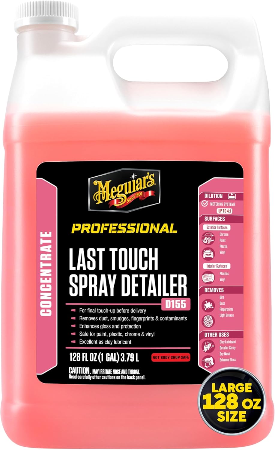 Meguiar's D15501 Last Touch Spray Detailer, Great for Use as Clay Lubricant, creates a Showroom Shine, Removes Dust, Smudges, Fingerprints and More, Versatile Use and Enhances Protection, 1 Gallon