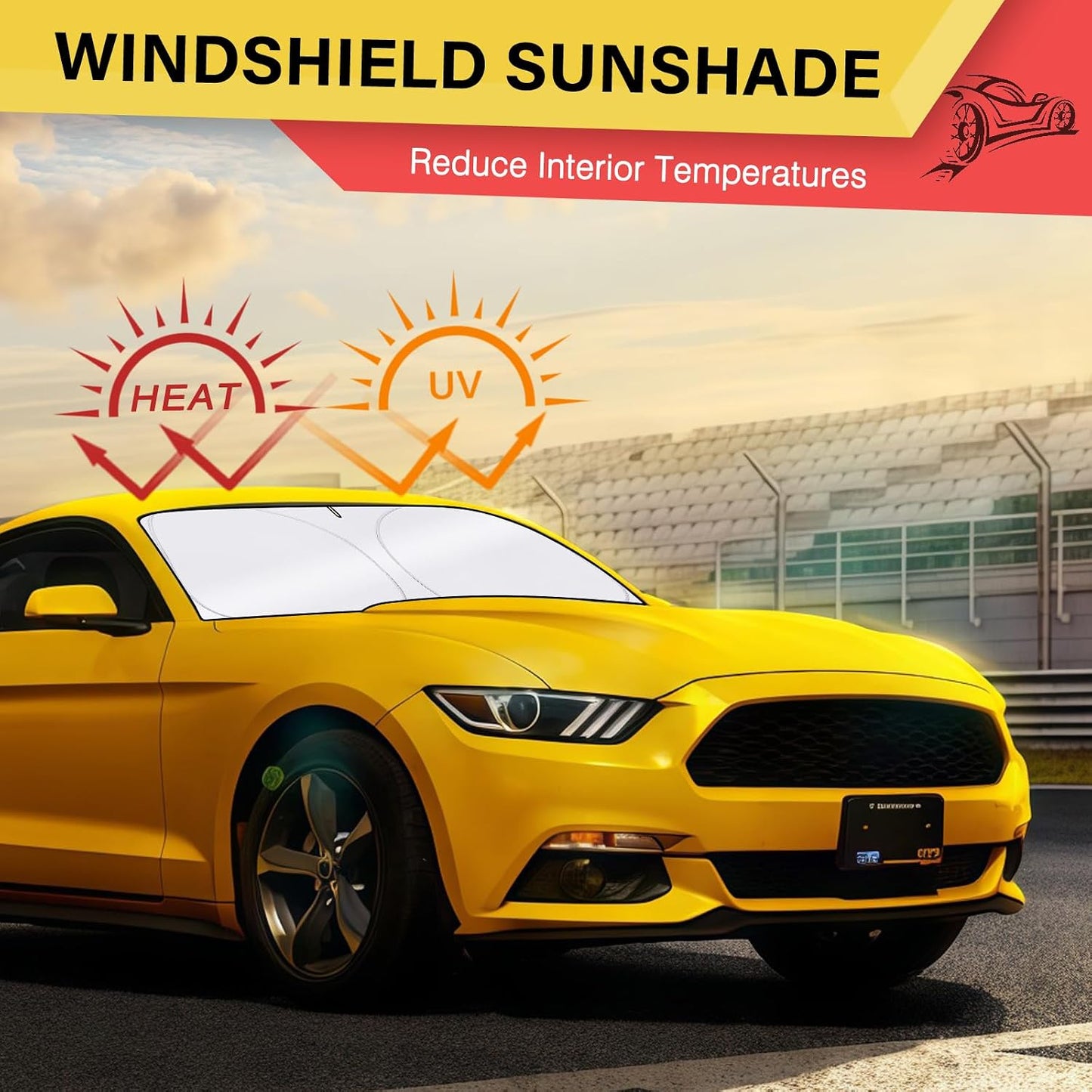 Iridescent Sun Shade for Car Windshield, Foldable Universal Car Windshield Upgrade Sunshade Enhanced UV Rays Reflective Sun Visor Shade Keeps Vehicle Cool