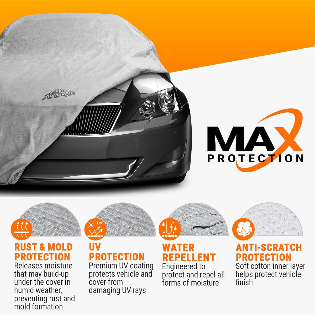 Armor All Heavy Duty Premium All-Weather SUV Car Cover by Season Guard; Max Protection from Sun Rain Wind & Snow for SUV or CUV up to 205" in Length; Indoor & Outdoor Covers; Grey