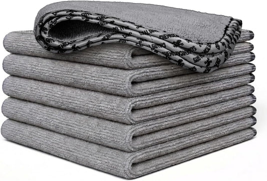 Chemical Guys AllSwipe Multi-Purpose Microfiber Towels for Cars Microfiber Cleaning Cloth Gray Drying Towels Car Detailing for Wash Interior and Glass, 14 x 12 Inch - 6 Pack
