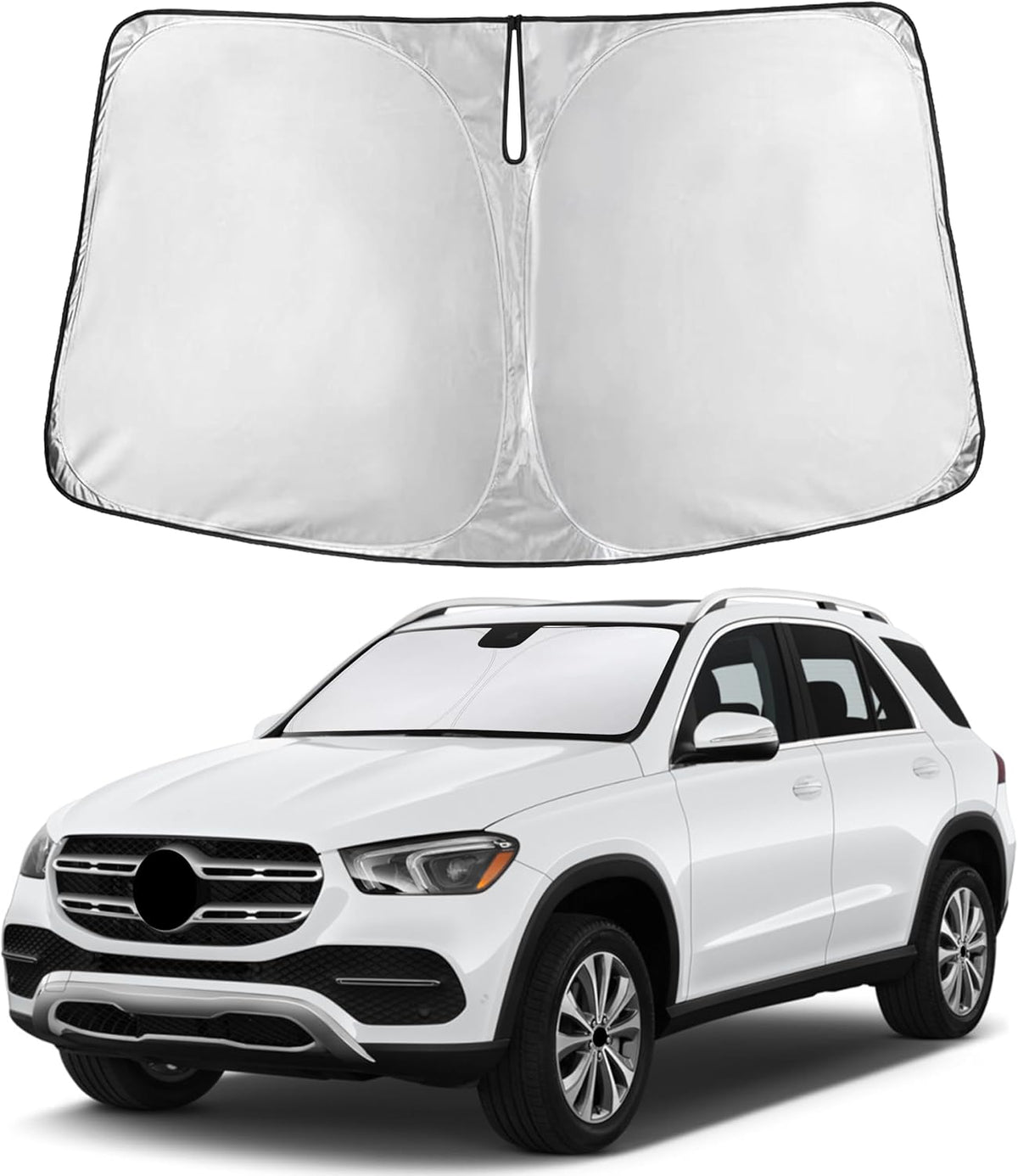 EcoNour Car Windshield Sun Shade | 2025 Upgraded Innovative No-Light-Pass Technology for Maximum Coverage | Foldable Sun Shade Keeps Your Vehicle Cool | Must-Have Car Accessories | Small (59" x 29") - Colors K