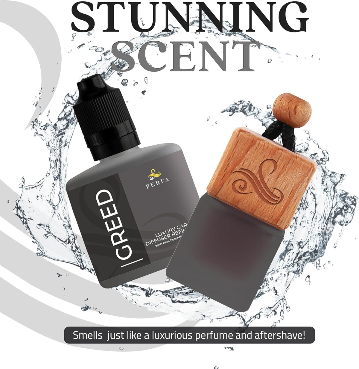 Greed Car Air Freshener for Men | Perfume Inspired Fragrances | Strong Car Freshener with Odour Eliminator Technology | Air Freshener | Long Lasting Automotive Freshener by Perfa