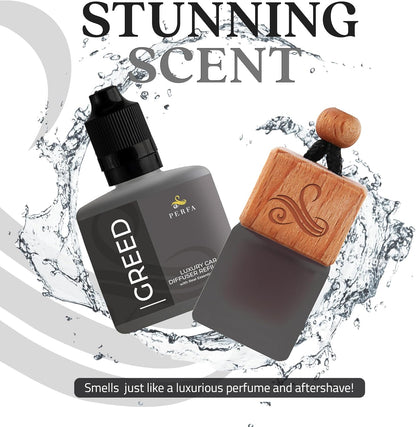 Greed Car Air Freshener for Men | Perfume Inspired Fragrances | Strong Car Freshener with Odour Eliminator Technology | Air Freshener | Long Lasting Automotive Freshener by Perfa