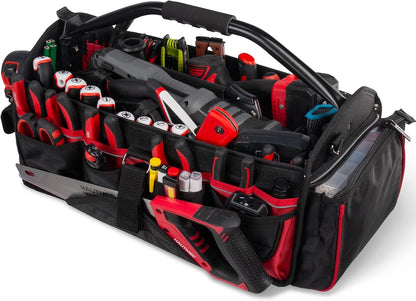HAUTMEC 13 Inch Tool Bag, Foldable Open Top Tool Bag with Stiff Frame, Heavy-Duty Tool Tote with Padded Handle, Water-Resistant Base, Portable Tool Organizer for DIY & Jobsite Use – TB0001