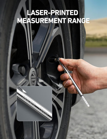 AstroAI Pencil Tire Pressure Gauge 2 Pack 10-75PSI, Calibrated to ANSI B40.1 Grade B (2%), Stainless Steel Body, Car Accessories with 3 Measurements for Cars, Bikes, Vehicles