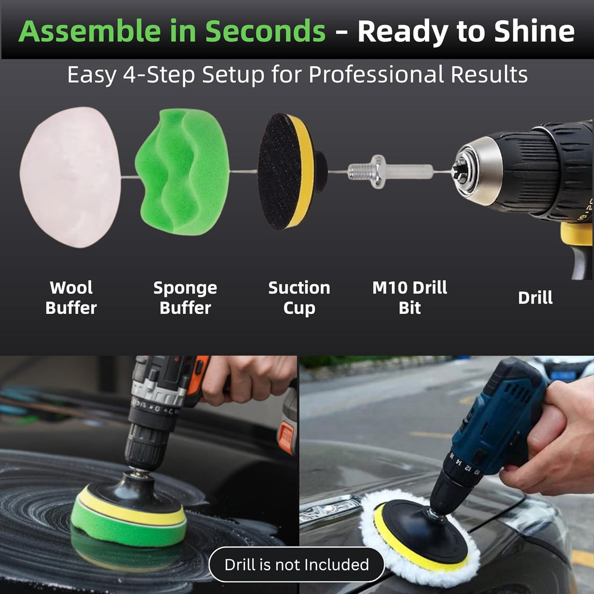 26Pcs Car Detailing Kit – Car Cleaning Kit, Car Wash Kit, Car Detailing Brush Set, Drill Brush Attachments for Cleaning, Car Cleaning Supplies for Interior, Exterior, Wheels, Green