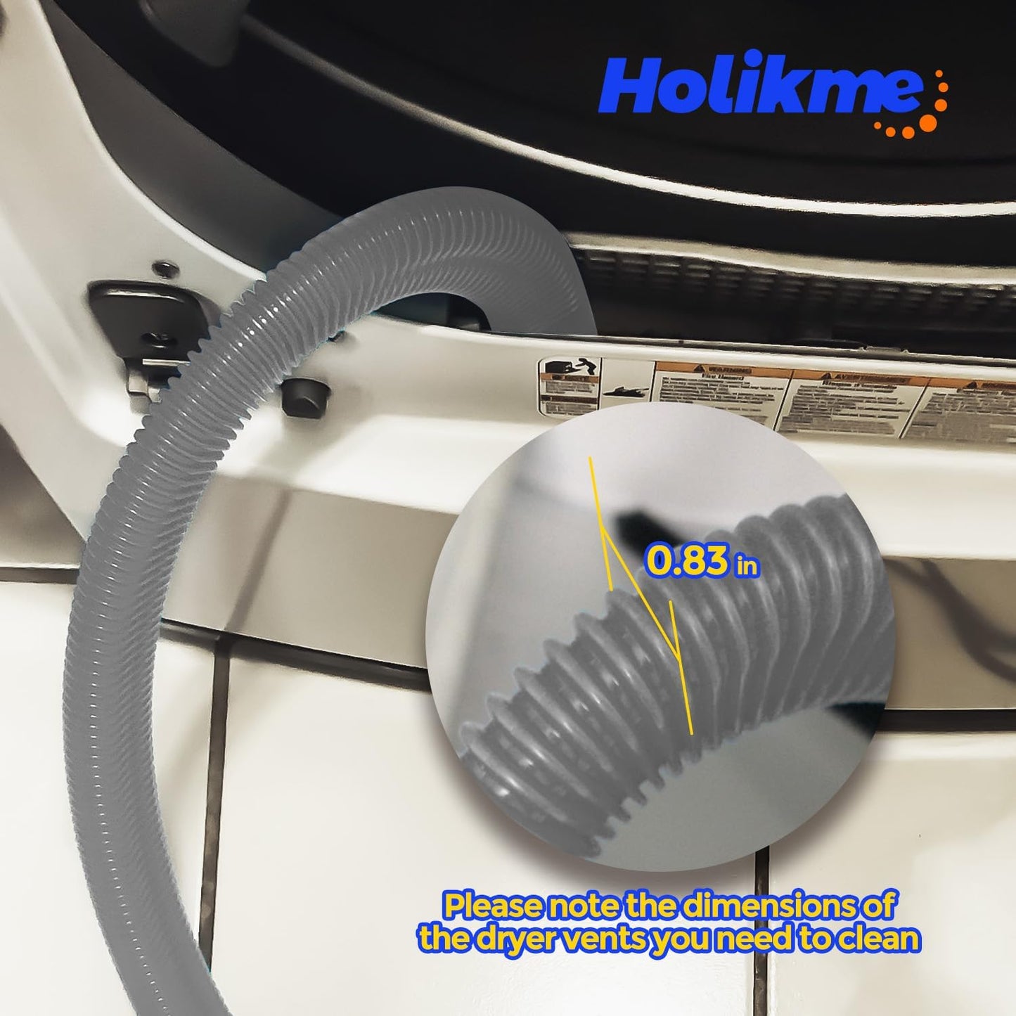 Holikme 2 Pieces Dryer Vent Cleaner Kit, Dryer Lint Vacuum Attachment and Flexible Dryer Lint Brush, Dryer Vent Vacuum Hose Attachment,Blue