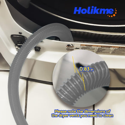 Holikme 2 Pieces Dryer Vent Cleaner Kit, Dryer Lint Vacuum Attachment and Flexible Dryer Lint Brush, Dryer Vent Vacuum Hose Attachment,Blue