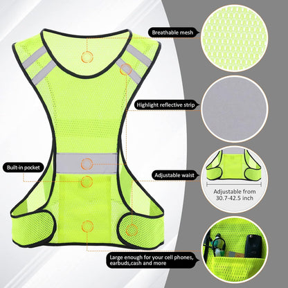 TCCFCCT Reflective Running Vest, High Visibility Running Gear with Large Pocket