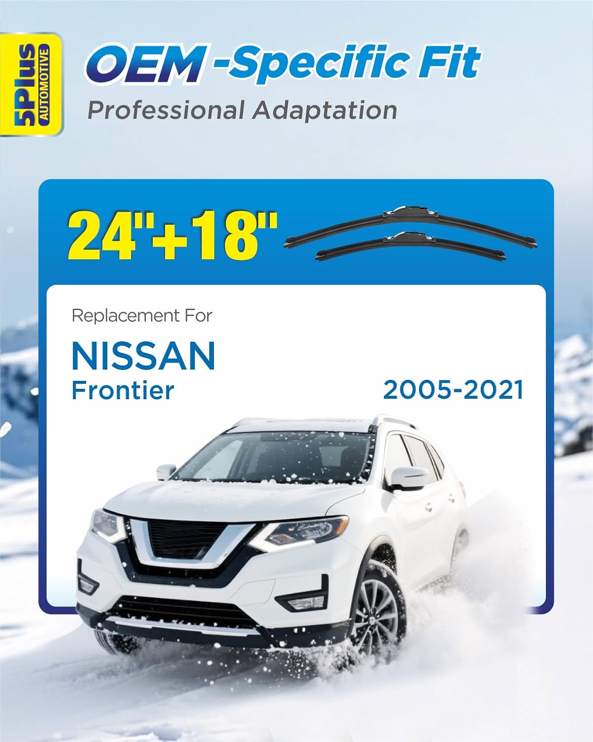 5 PLUS 26"+17" Windshield Wipers Blade Replacement for Nissan 02-06 19-24 Altima/07-12 20-24 Sentra/20-24 Versa Wiper Blades-Front All-Weather Wiper Blades Exact fit J-Hook Type (Pack Of 2)