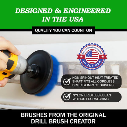 Drillbrush Car Detailing Kit | Drill Brush Set – Soft Bristle Power Scrubber Attachments for Cleaning Car Interior, Upholstery, Carpet, Seats, Wheels, Rims, Dash, Console, and Trim - Nylon Scrub Brush