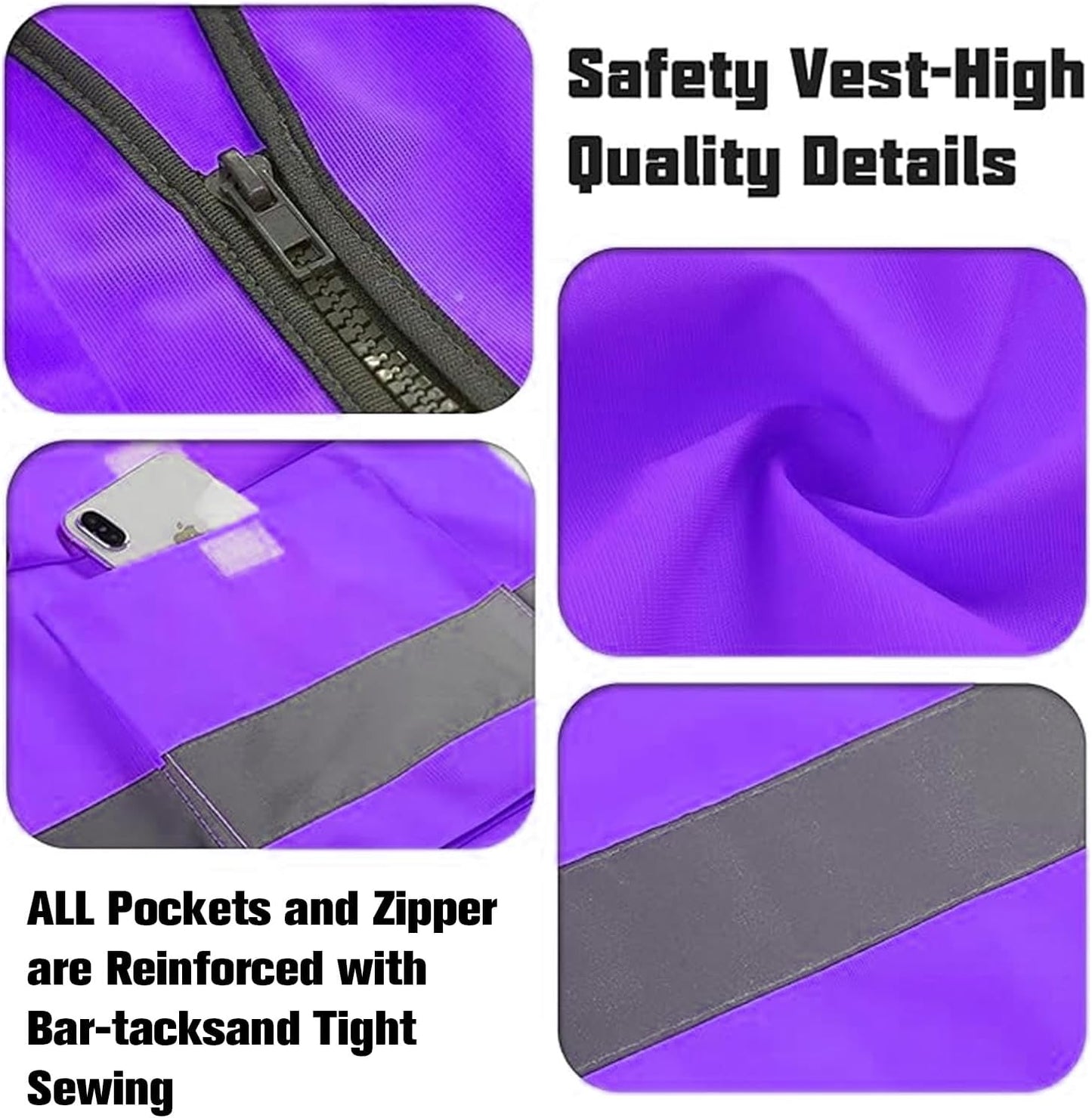 Safety Vests 20 Pack,Hi Vis Construction Vest with 5 Pockets and Zipper,Reflective Vest for Men Women Work One Size