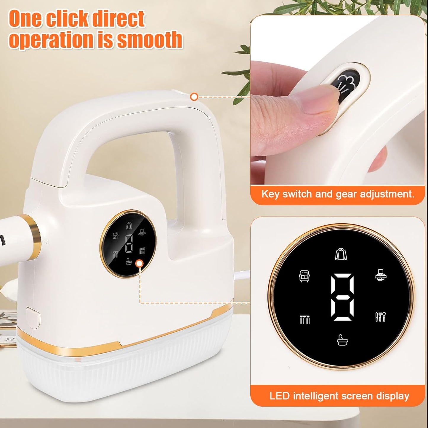 Foandbevi 7 in 1 Steam Cleaner 2500W High Pressure Steamer for Cleaning, Car Steamer Handheld Steam Cleaner for Home Use, Hardwood Floor Steam Cleaner for Upholstery, Kitchen, Bathroom, Grout