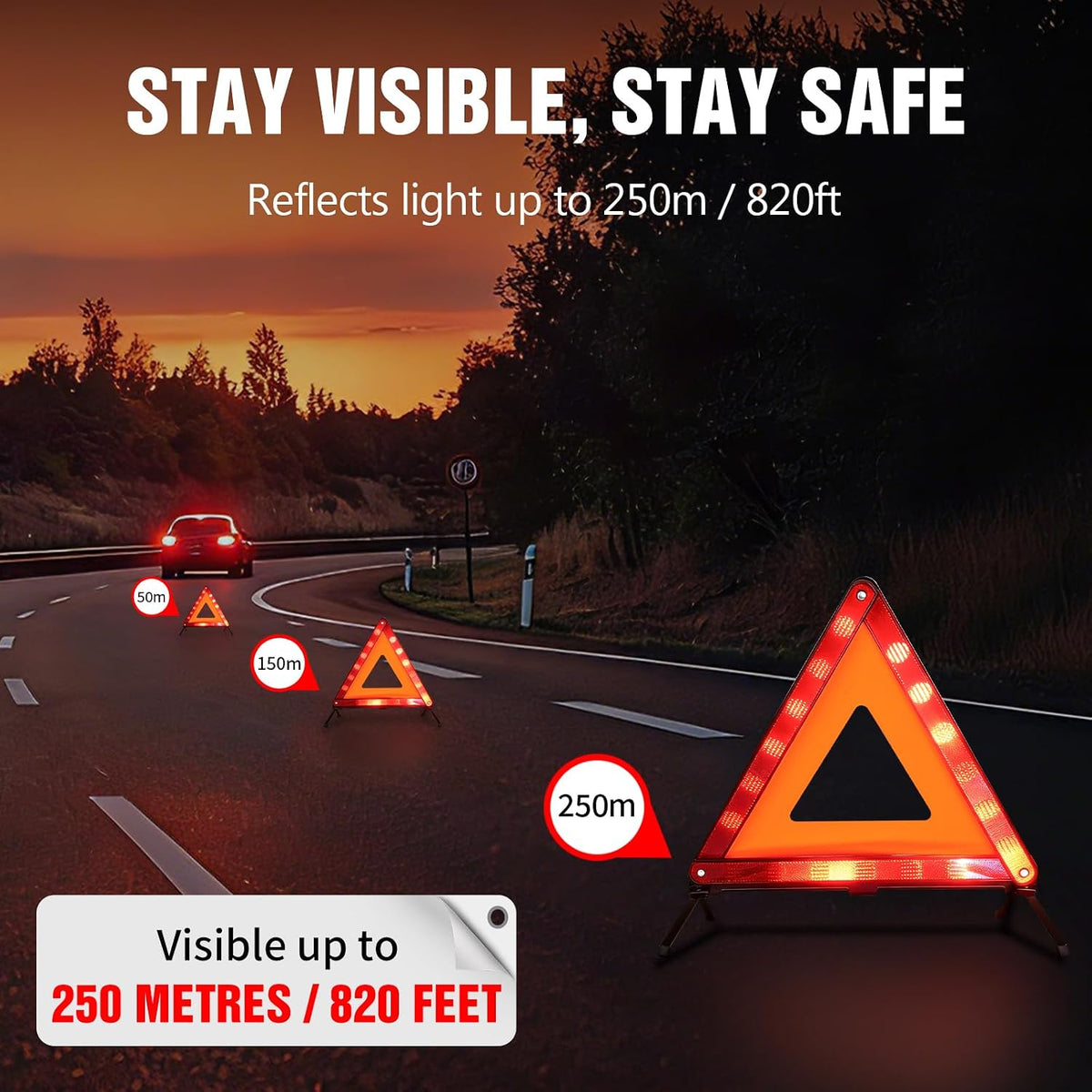 XOOL Emergency Warning Triangle Kit – Roadside Safety Kit with Reflective Warning Triangles, High-Visibility Safety Vests, Storage Bag & Gloves for Car Breakdowns & Emergencies
