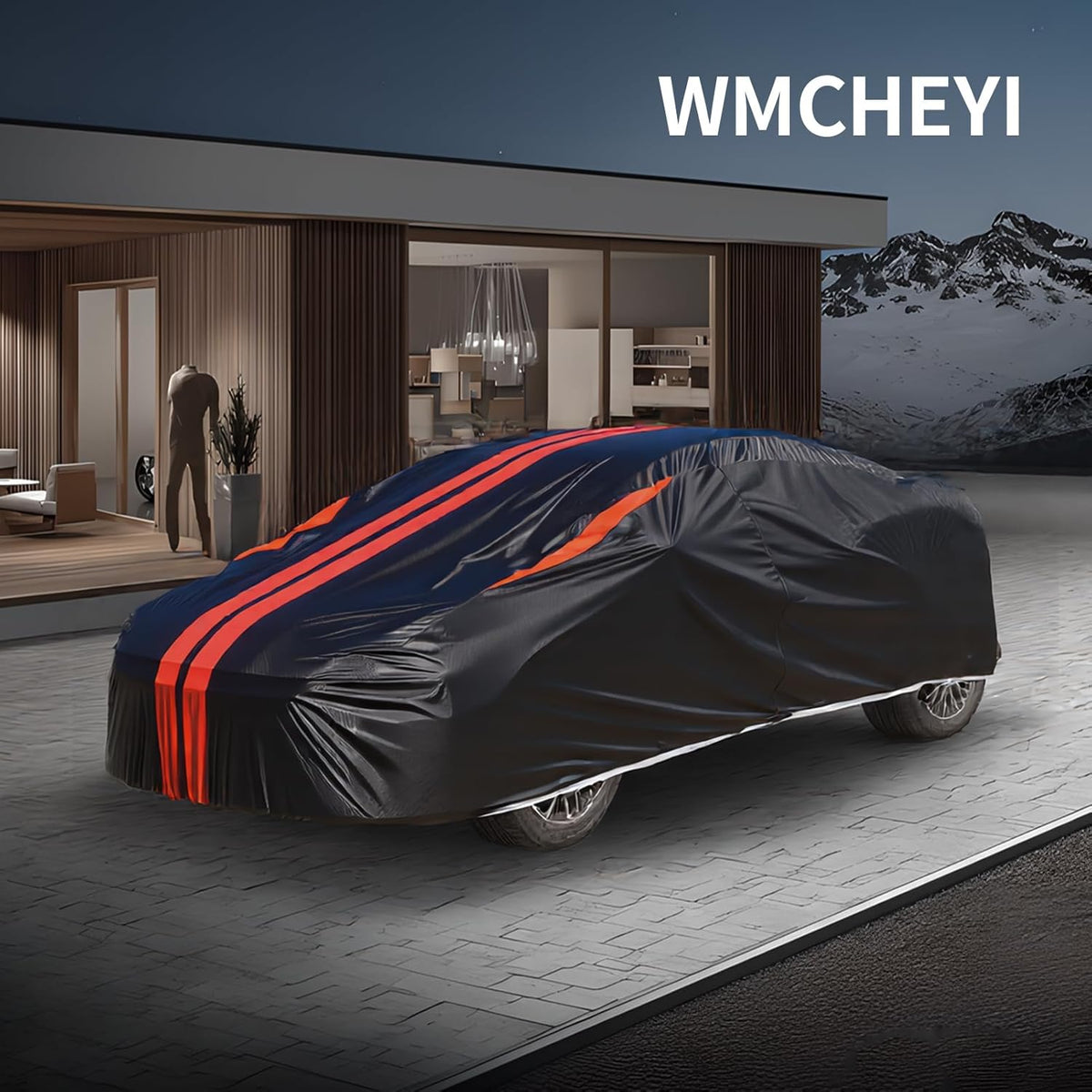 Car Cover Waterproof All Weather,6 Layers Car Covers for Automobiles, Full Exterior Cover with Zipper, Outdoor Car Cover Sun UV Rain Snow Wind Protection, Fit for 185"(185*70*59 inch)Sedan