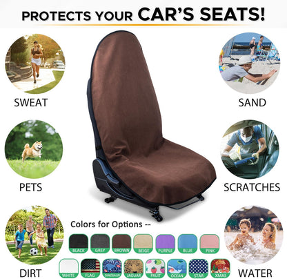 Waterproof Sweating Car Seat Cover for Post Gym Workout, Running, Swimming, Beach and Hiking, Universal Fit Non-Slip Towel Bucket Seat Protector for Cars SUV Trucks, Machine Washable (Grey)