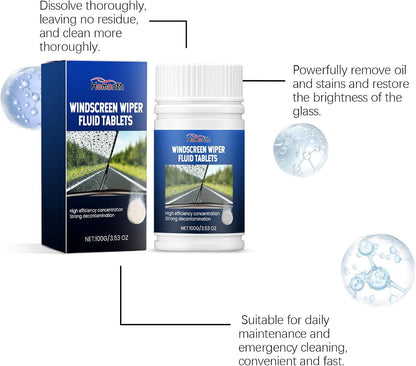 Surakey 100g Car Windshield Washer Fluid Concentrated Clean Tablets,Windshield Wiper Fluid Solid Effervescent Tablet, Remove Glass Stains,Clear Vision Professional Car Window Cleaner