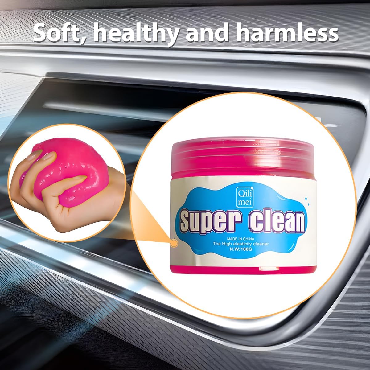 Car Cleaning Gel, Reusable Vehicle Air Vent Crevice Detailing Putty, Automotive Interior Detail Slime Cleaner Removal Tool Kit Accessories, Universal for SUV, Sedan, Truck (Blue)
