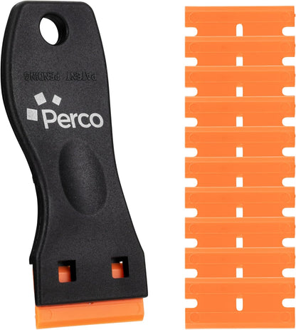 Perco Glue Off Adhesive Sticker Remover 3.3 fl. oz & Scraper with Plastic Razor for Removing Labels (Adhesive Sticker Remover & Scraper w/Plastic Razor)