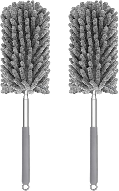 Mini Duster for Cleaning, 360° Bendable Hand Dusters with Extension Pole, Washable Small Duster for Car Interior, Office, Furniture