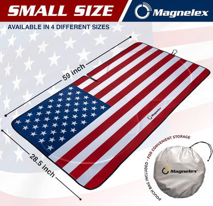 American Flag Windshield Sun Shade, High-Resolution Car Shield with Mirror Cut-Out for Automotive Interior Protection Heat Reduction, Folding Sunshade Storage Bag - Medium, Original