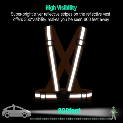 Reflective Vest Running Gear, 2Pack High Visible Safety VES for Cycling Jogging Running Walking, Adjustable for Men Women
