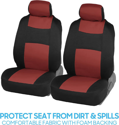 BDK PolyPro Car Seat Covers Full Set in Charcoal on Black – Front and Rear Split Bench for Cars, Easy to Install Cover Set, Accessories Auto Trucks Van SUV