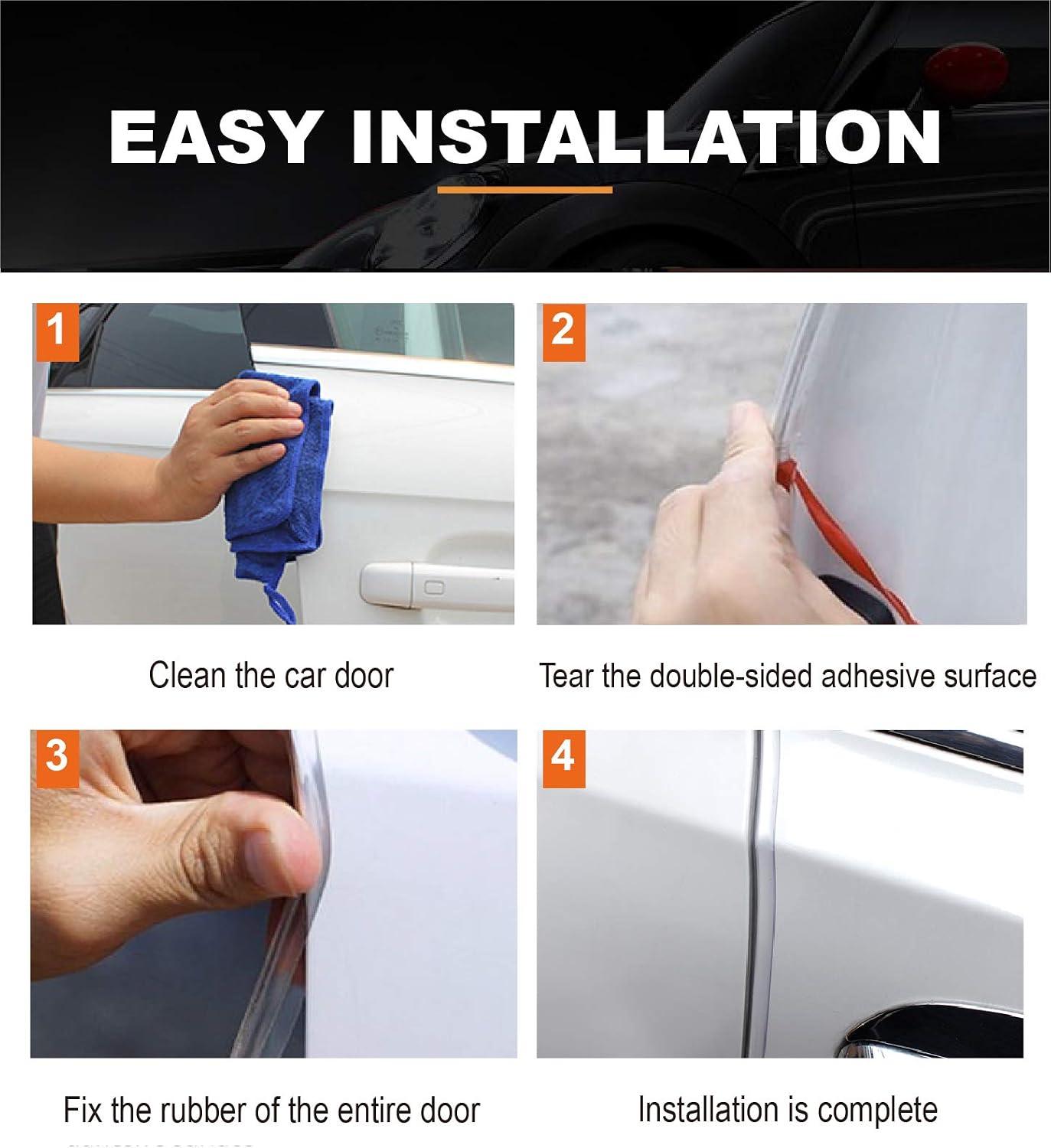 Car Door Edge Guards Clear, 16Ft Rubber Seal Protector U Shape Edge Trim Car Door Edge Protection Fit for Most Car