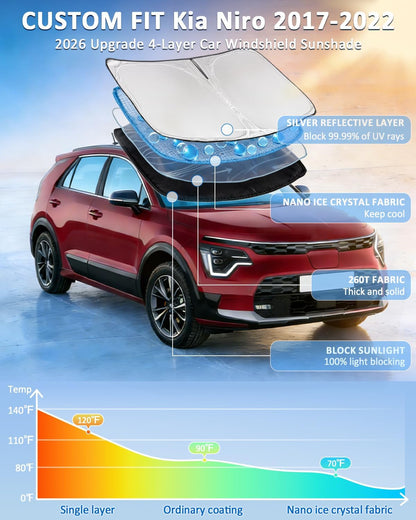 for Toyota Tacoma 2016-2023 2024 2025 2026 Sun Shade Sunshade Windshield Cover - 4 Layers Front Window Shade Custom Fit Tacoma 2Dr 4Dr Pickup Sun Visor 240T Shade Blocks UV Rays Car Accessories - Colors F