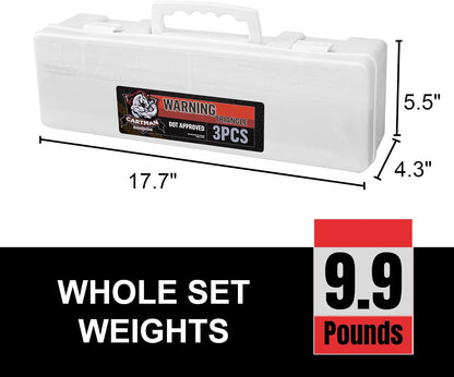 CARTMAN 3 Pack Warning Triangle DOT Approved, Identical to United States FMVSS 571 125 Reflective Warning Road Safety Triangle Kit with White Case