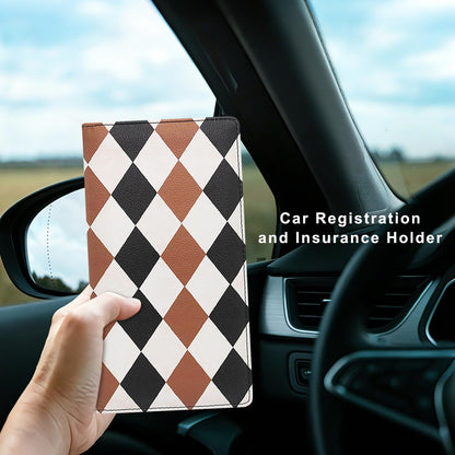 Car Registration and Insurance Holder, Premium Pu Leather Vehicle Glove Box Organizer - for Driver License, Cards & Essential Documents (L-Orange)