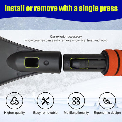 Dickno 24 Inch Car Snow Scraper and Brush, Detachable Scratch Free Ice Scraper with Ergonomic Foam Grip, Universal Winter Snow Removal Tool for Car Windshield Window (Black)