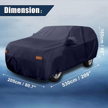 X AUTOHAUX SUV Car Cover for Chevrolet Tahoe 4 Door 2007-2024 Outdoor Waterproof Sun Rain Dust Wind Snow Protection 190T PU W/Driver Door Zipper Black