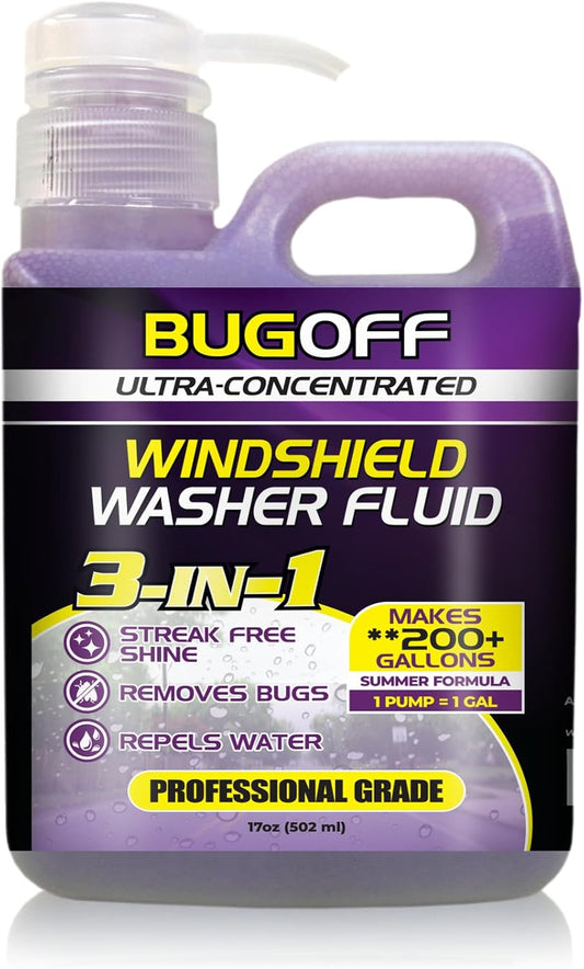 BUGOFF Windshield Washer Fluid Ultra-Concentrated (Professional 200+ Gallons)