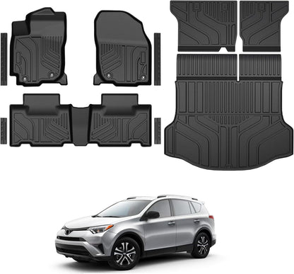Floor Mats for Toyota Sienna 2021-2026, All Weather Floor Mats Lower Trunk Cargo Liner Accessories, Full Coverage Set (Fit 8-Seat with Spare Tire)