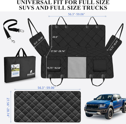 Back Seat Extender for Dogs-Large Space, Dog Car Seat Cover Hard Bottom Holds 420lbs, Sturdy Backseat Extender for Dogs,Upgraded Waterproof Pet Car Bed Dog Hammock for Car, SUV,Truck, Black
