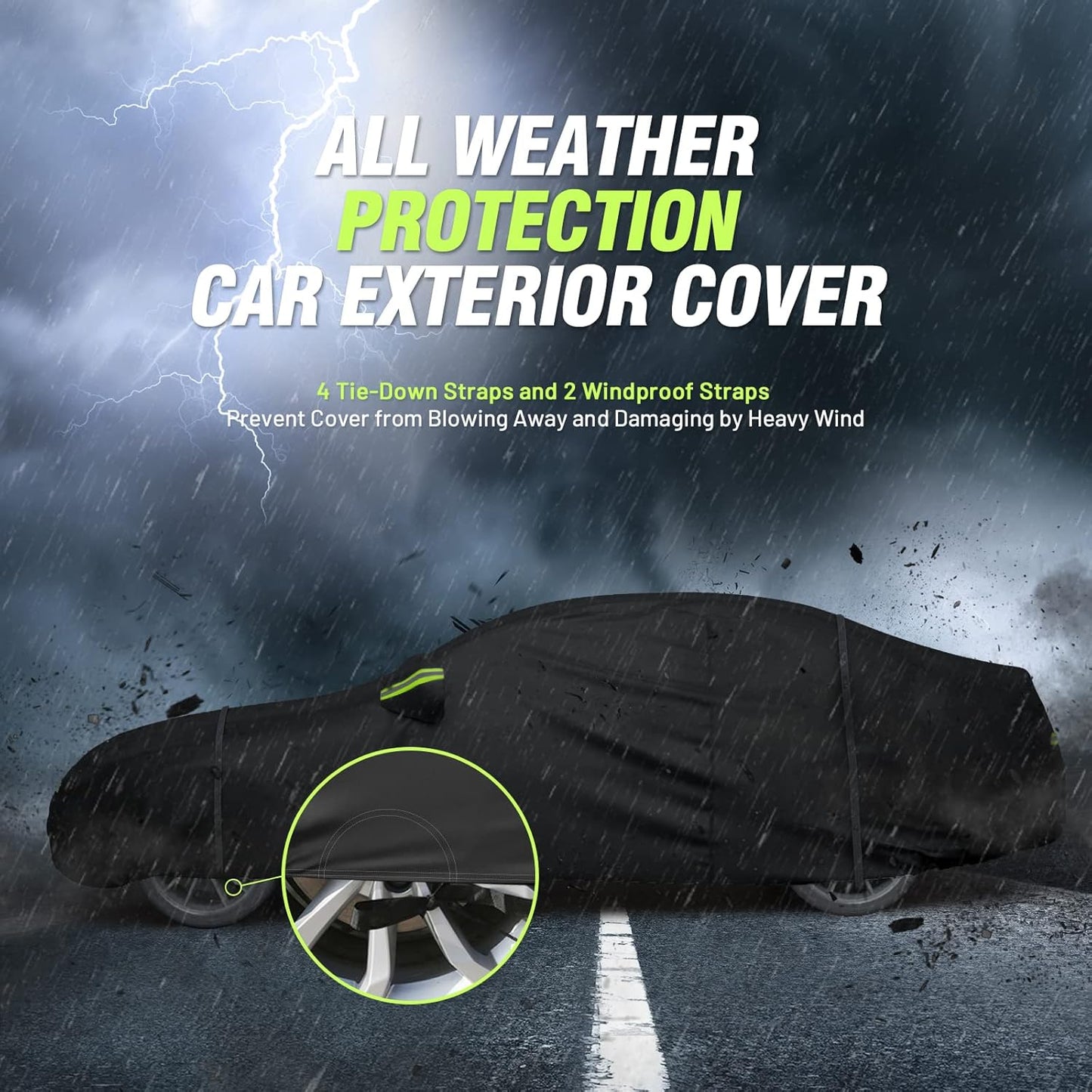 Favoto SUV Car Cover Waterproof All Weather 6 Layers Heavy Duty Car Cover for Automobiles Rain Sun Snow UV Protection with Inner Cotton Car Cover Outdoor Universal Fit for SUV (188-198 inch) Silver