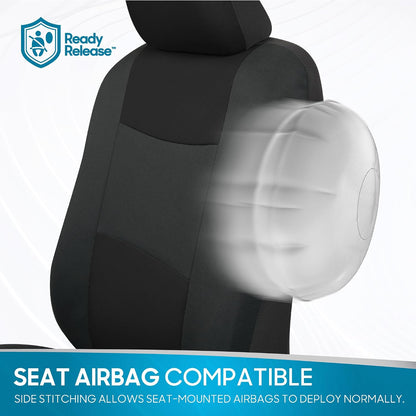BDK PolyPro Car Seat Covers Full Set in Charcoal on Black – Front and Rear Split Bench for Cars, Easy to Install Cover Set, Accessories Auto Trucks Van SUV