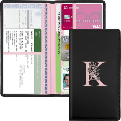 Letter Car Registration and Insurance Holder, with Magnetic Closure for License, Cards and Documents,Vehicle Glove Box Car Organizer, Interior Car Accessories for Women Men (M)