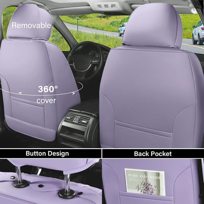Coverado Seat Covers Full Set, Black Seat Covers for Cars 5 Seats, Car Seat Protector, Waterproof Nappa Leather Car Seat Cushion, Front and Rear Car Seat Cover Fit for Most Sedans SUV Pick-up Truck - Colors A