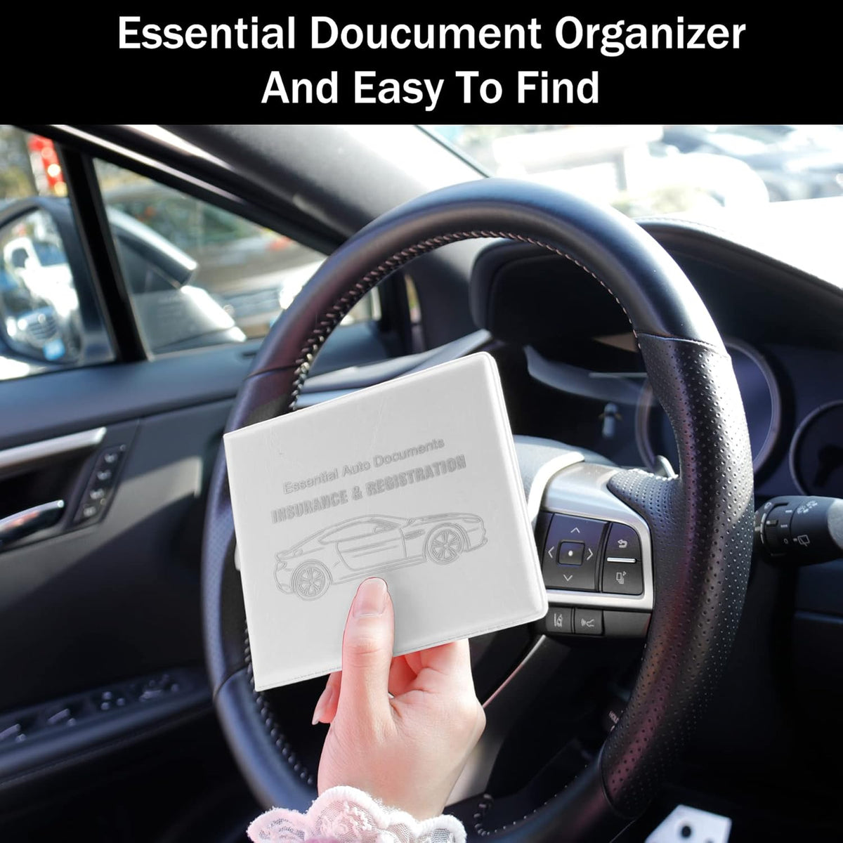 UYYE Car Registration and Insurance Card Holder, Vehicle Glove Box Car Organizer, Interior Car Accessories for Documents, Cards, License - 2 Pack
