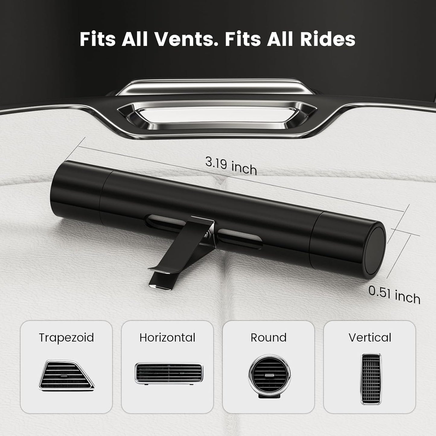 2 Packs Custom Car Air Freshener Diffuser Vent Clips with 12 Refill Sticks for Cars, Office, Kitchen, Bathroom, Pet Basic Refillable Kit Essential Oil Diffusers Car Accessories for Women Men