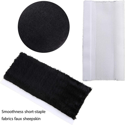 Boao 4 Pack Faux Sheepskin Car Seat Belt Pads Seatbelt Protector Soft Seat Belt Shoulder Strap Cover Comfort Harness Pad(Black, 9.9 Inch)