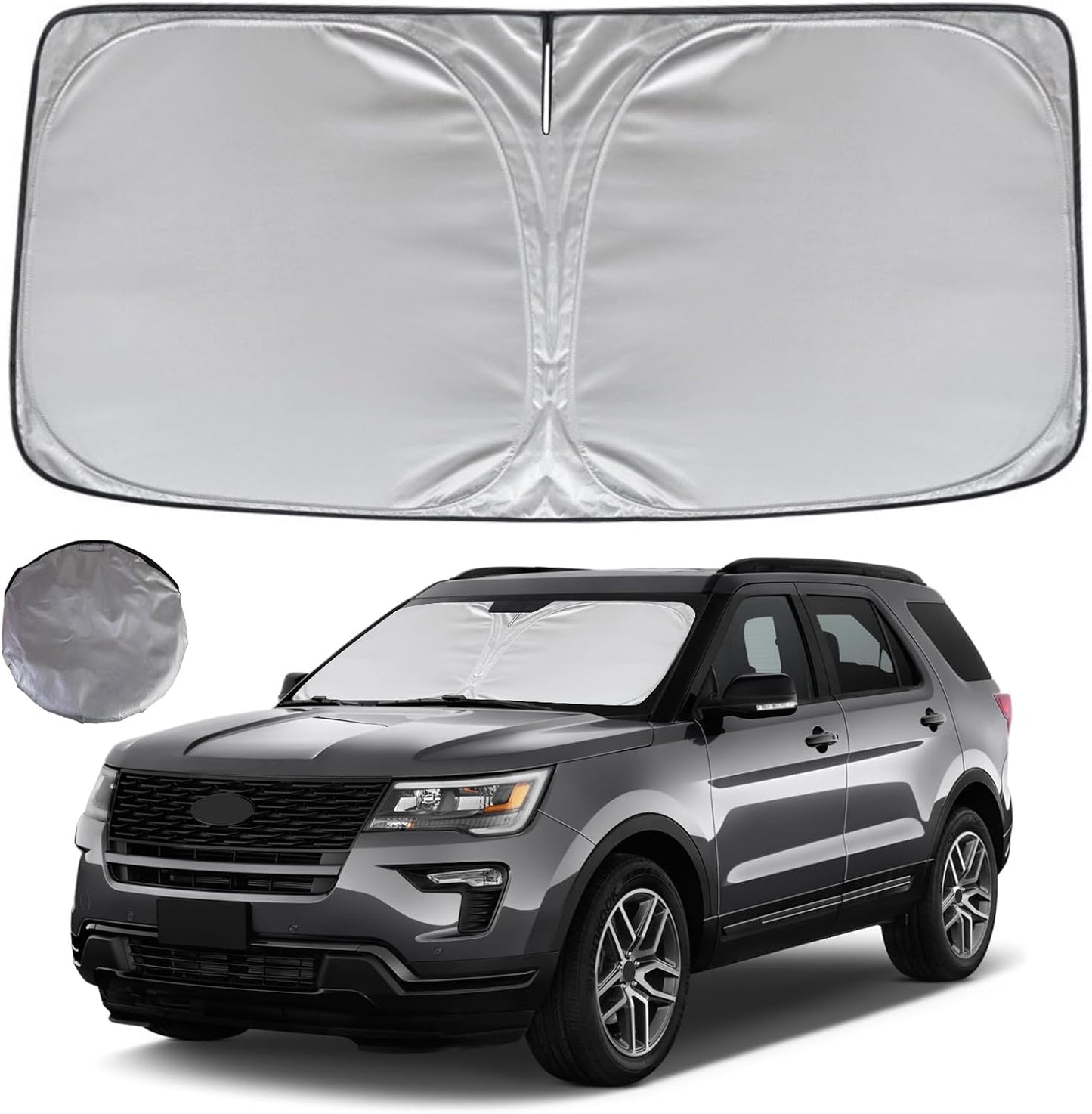KAYZT Windshield Sun Shade for 2019-2025 2026 Chevy Silverado 1500 /GMC Sierra 1500 2500HD 3500HD Foldable Sunshade Front Window Custom Fit Car Accessories - Colors C
