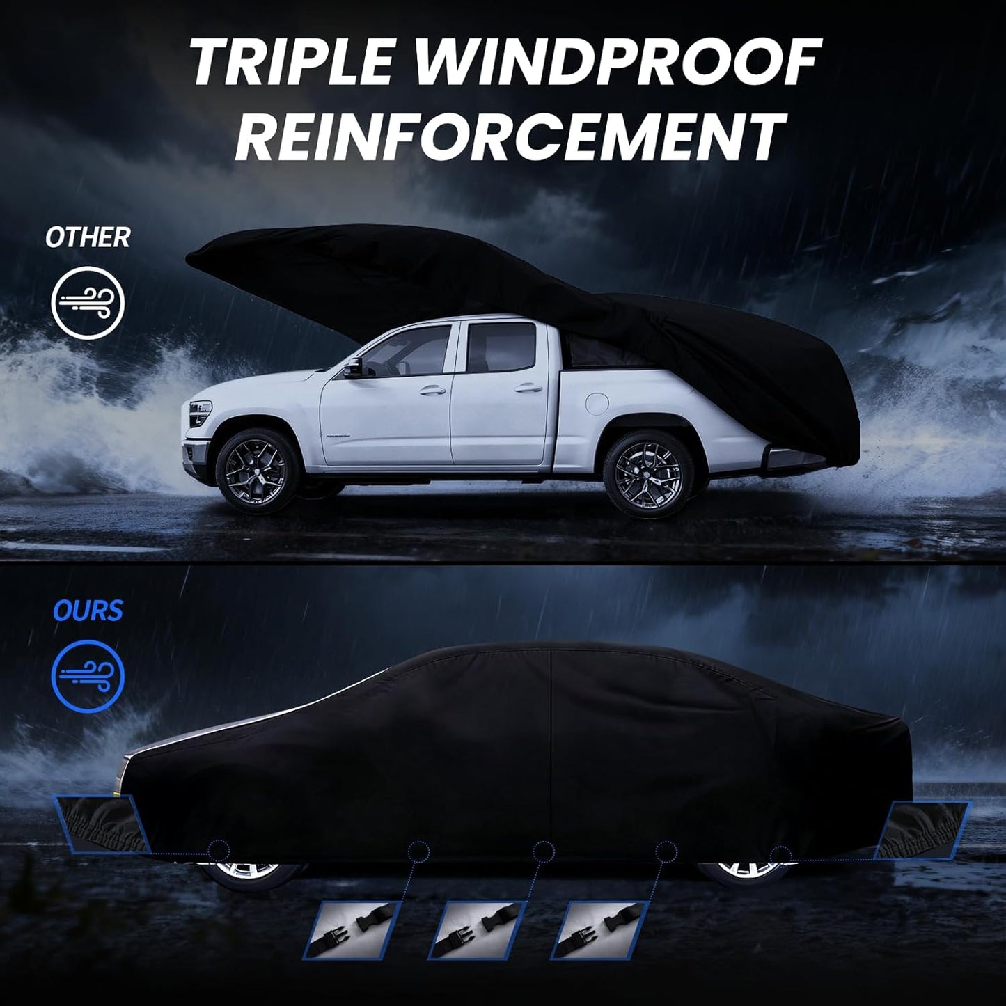 Large SUV Car Cover for Chevy Suburban 100% Waterproof All Weather, Heavy Duty Outdoor Full Exterior Covers Rain Sun Wind UV Protection. - Colors A